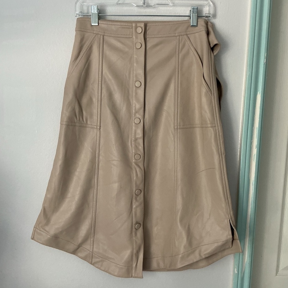Jonathan Simkhai Beige Button-Down A-Line Skirt Sz 2